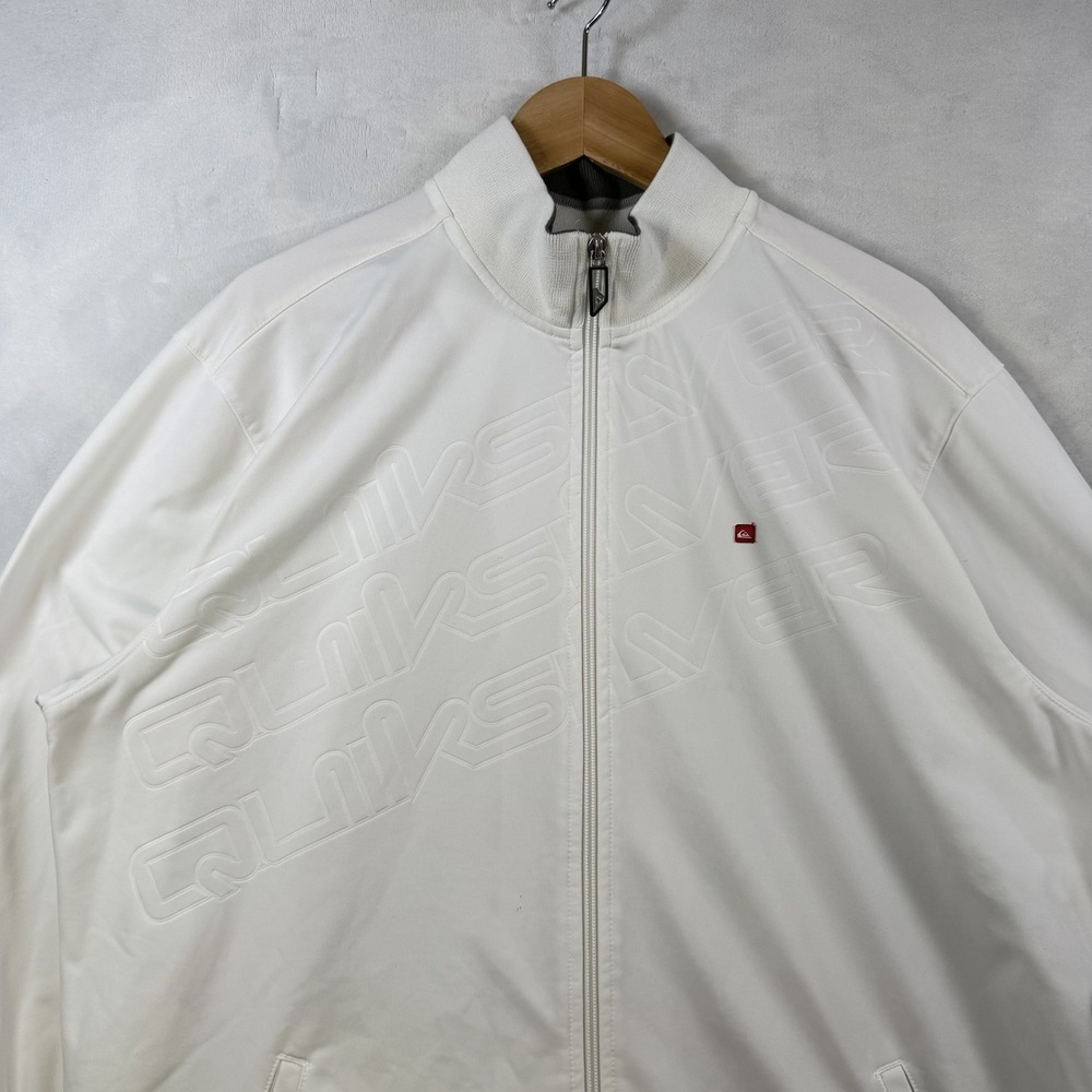Vintage 90s Quiksilver Track Jacket Mens XL Logo Pattern Full Zip Surf Skate